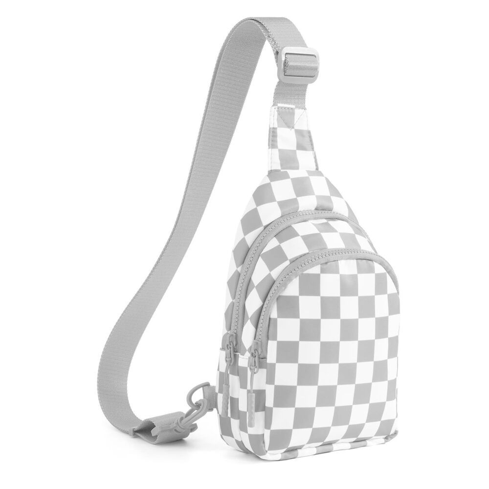 6447 Checkered Sling Bag Small Backpack Crossbody Chest Bag Fanny Packs